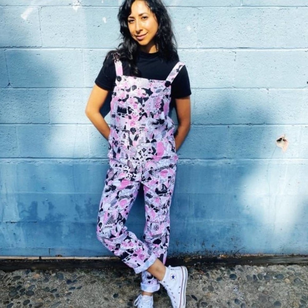 Nooworks Pink and Black Patterned Overalls